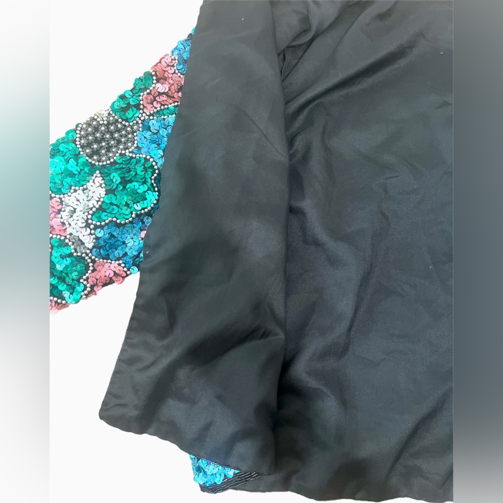 Open Front Sequined Jacket- Multicolor- Handmade - Picture 4 of 6